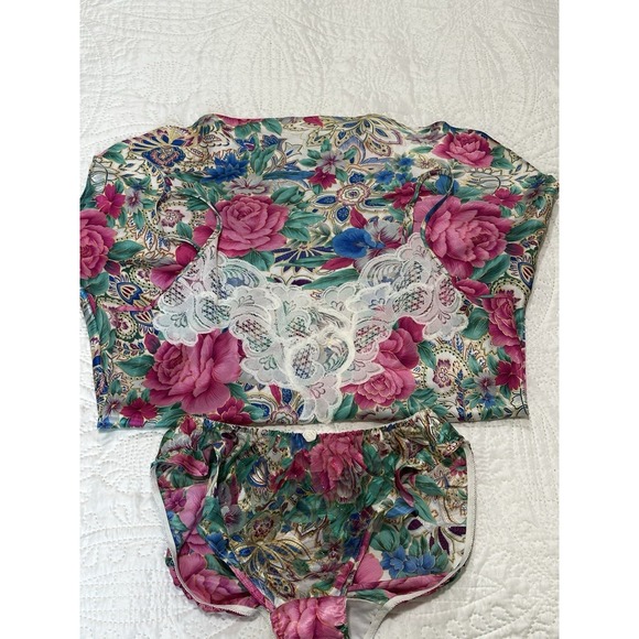 Y2K VTG Victoria's Secret Gold Label 90s Floral Slip Dress Set Panties Women's M